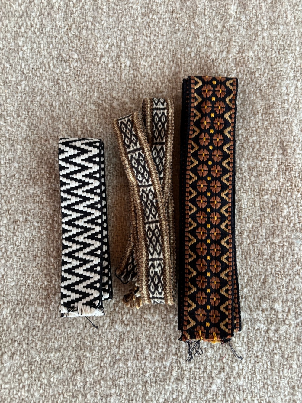 Lengths of Vintage Woven Inkle Loom Band